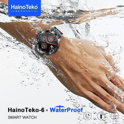 HainoTeko-6 avec écran AMOLED 3 paires de bracelets et lampe torche intégrée - ساعة ذكية أصلية