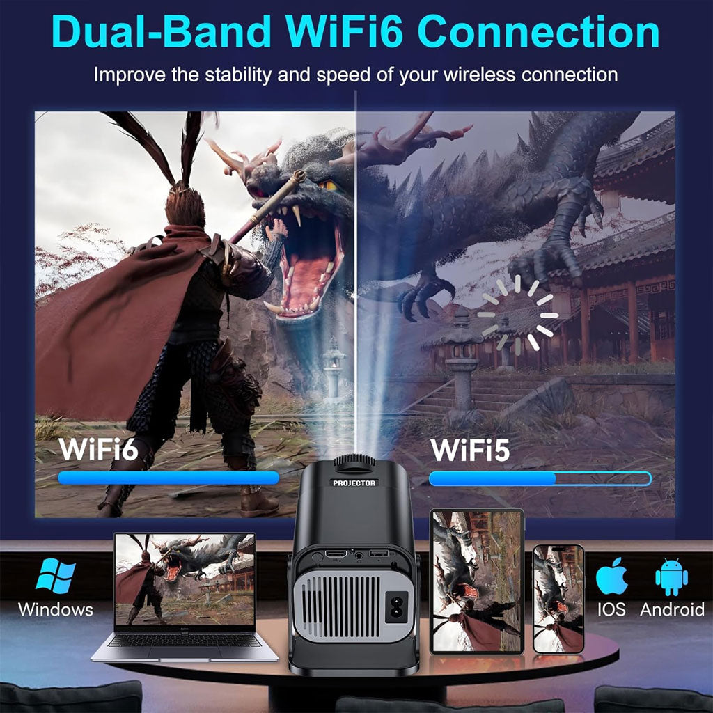 Projecteur portable Full HD HY320 Android 11 WiFi6 et Bluetooth 5.0 - جهاز عرض ذكي - تنزوت