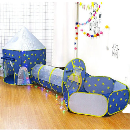 Tente de jeu 3 pièces pour enfants Château et Tunnel avec piscine - خيمة ترفيهية للأطفال