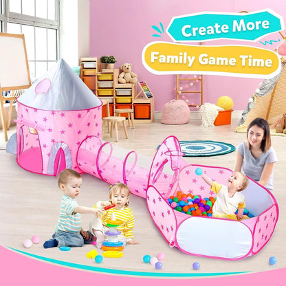 Tente de jeu 3 pièces pour enfants Château et Tunnel avec piscine - خيمة ترفيهية للأطفال