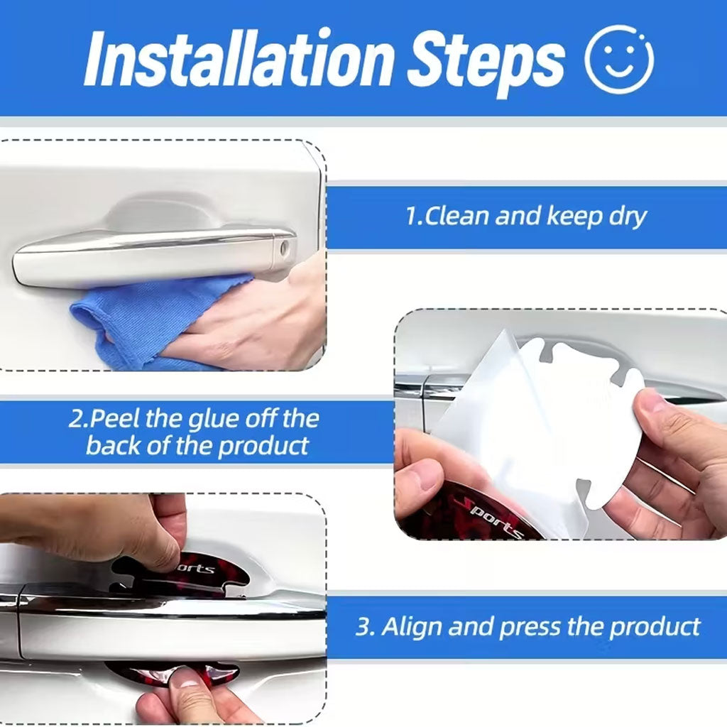 Autocollants de Poignée pour Porte de Voiture Protection Anti-Rayures 8Pcs