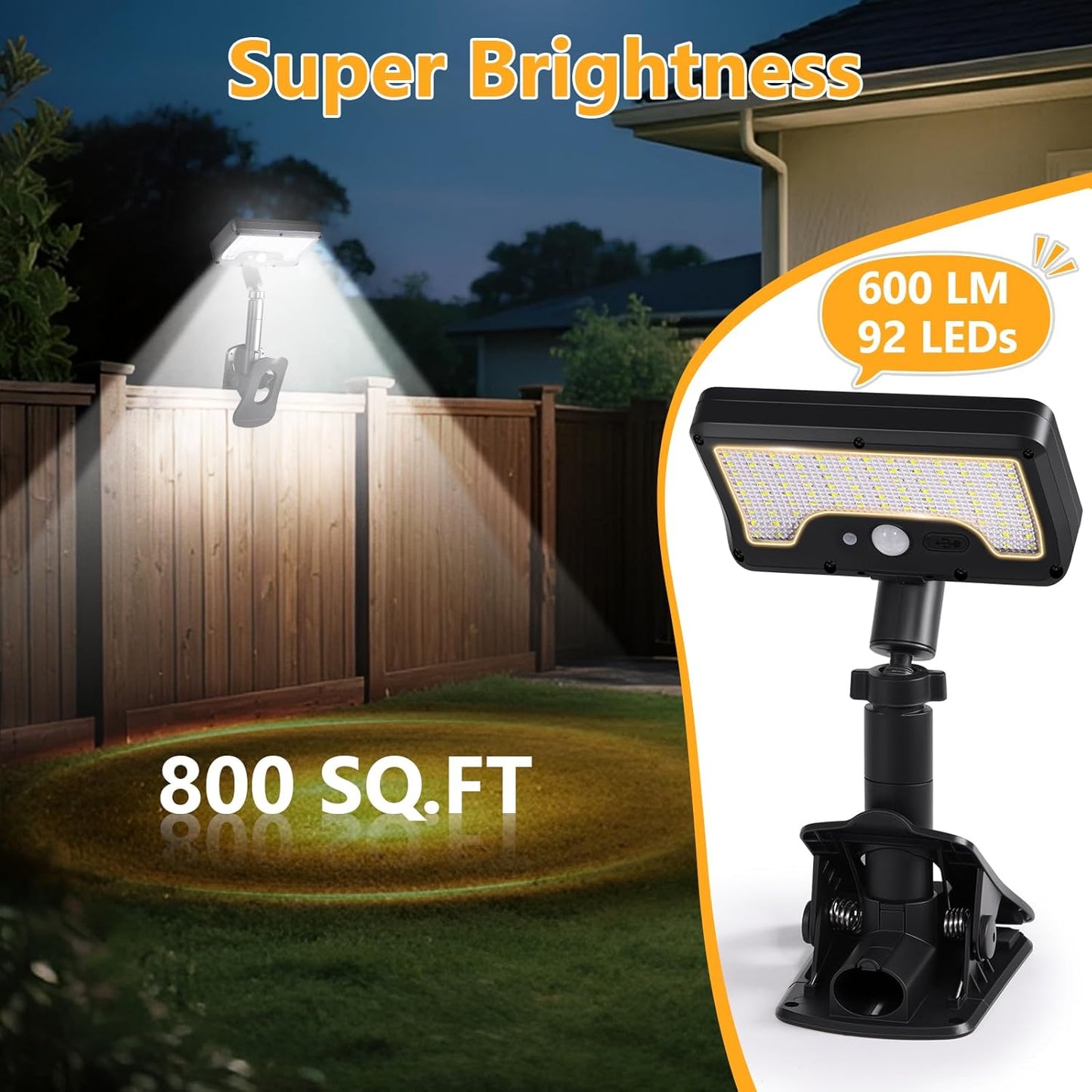 Applique murale solaire LED à Clip avec détecteur de mouvements YX-672L-1 - مصباح كشاف مع حساس حركة