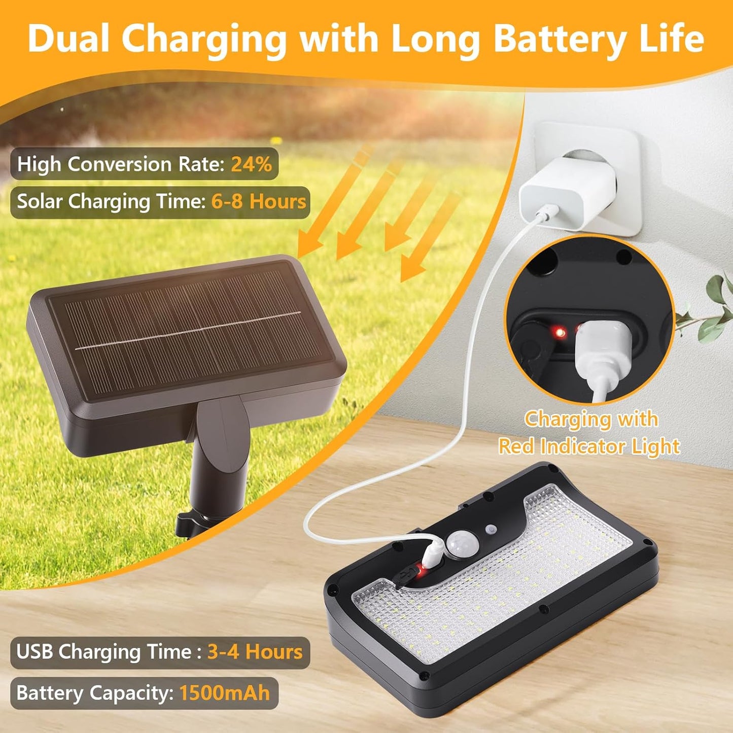 Applique murale solaire LED à Clip avec détecteur de mouvements YX-672L-1 - مصباح كشاف مع حساس حركة