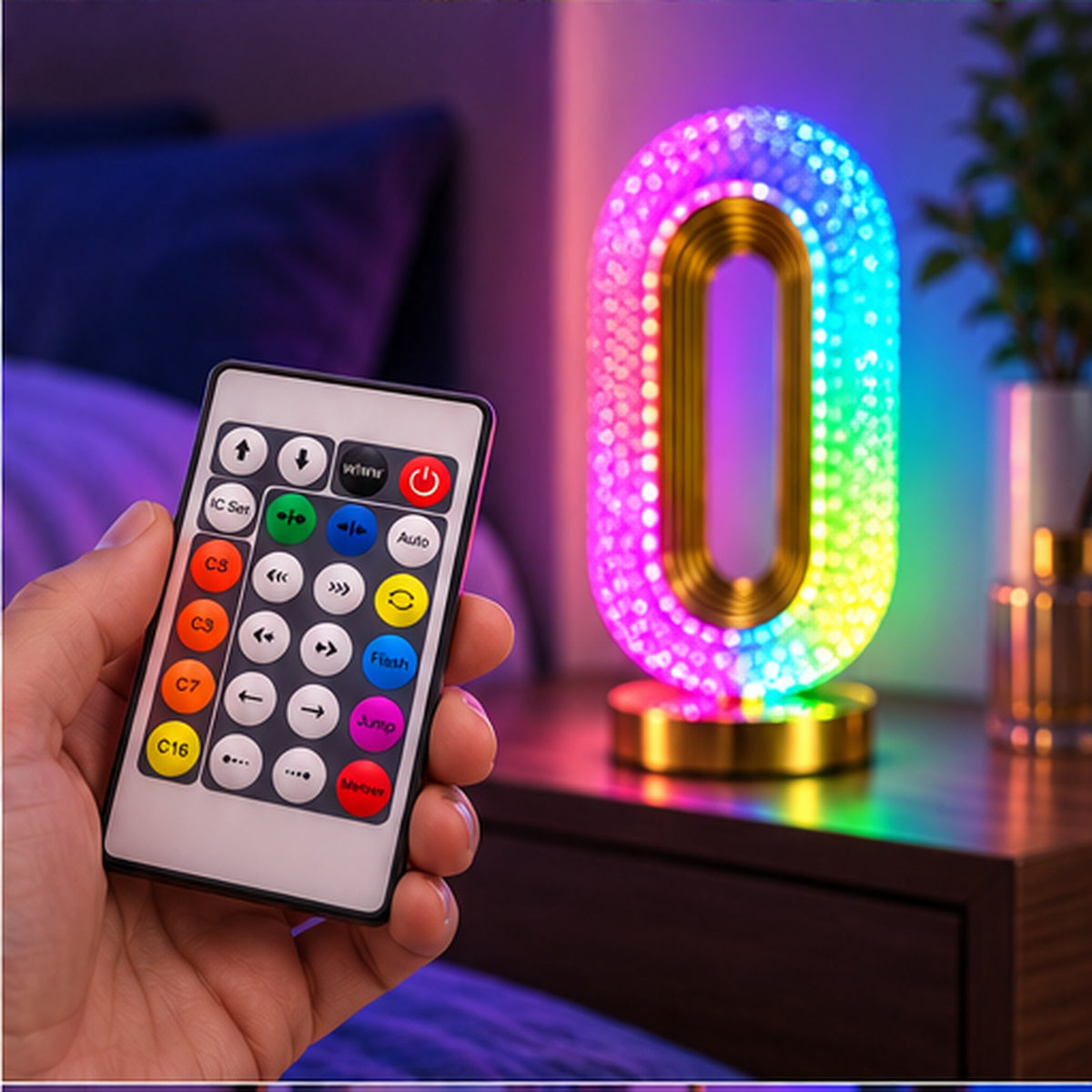 Lampe de Chevet LED RGB Forme Œil avec Télécommande et Contrôle par Application - مصباح ديكوري بشكل عين بإضاءة وتحكم بالريموت والهاتف