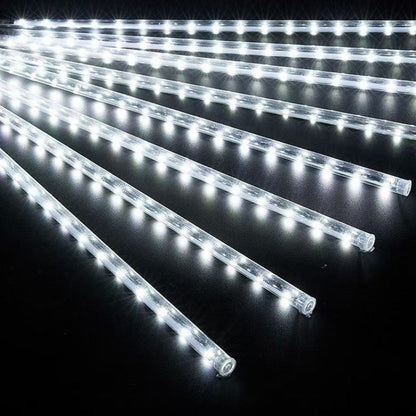 Lumière de Pluie de Météores LED Blanc 8 Pièces pour Extérieur - أضواء شهب متساقطة بيضاء لتزيين الحدائق والواجهات 8 قطع