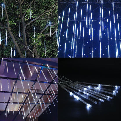 Lumière de Pluie de Météores LED Blanc 8 Pièces pour Extérieur - أضواء شهب متساقطة بيضاء لتزيين الحدائق والواجهات 8 قطع