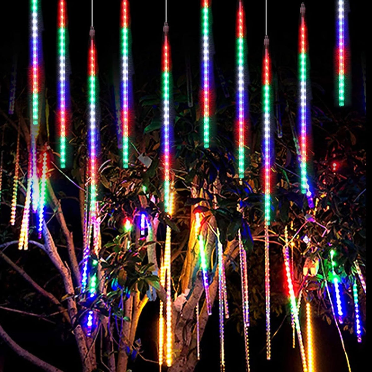 Lumière de Pluie de Météores LED RGB 8 Pièces pour Extérieur - أضواء شهب متساقطة ملونة لتزيين الحدائق والواجهات 8 قطع