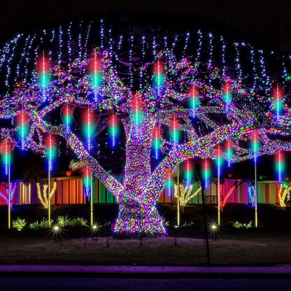 Lumière de Pluie de Météores LED RGB 8 Pièces pour Extérieur - أضواء شهب متساقطة ملونة لتزيين الحدائق والواجهات 8 قطع