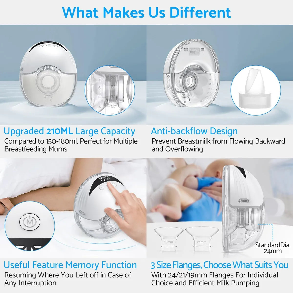 Double Tire Lait Electrique Mains Libres MY-375 4 Modes 12 Niveaux - جهاز إستخراج الحليب 2 قطع