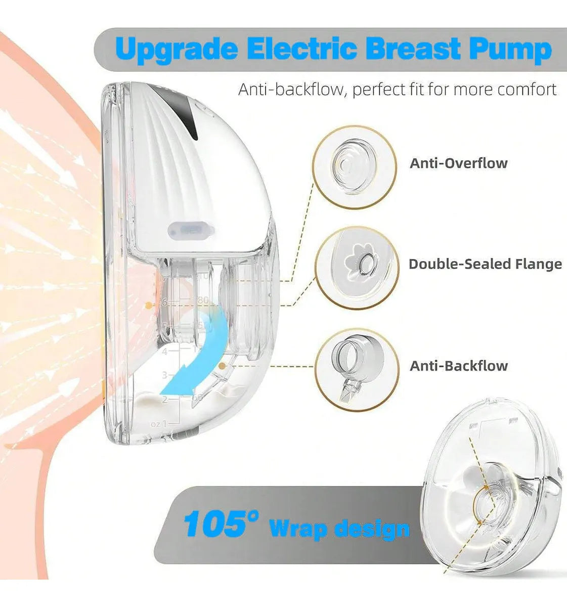 Double Tire Lait Electrique Mains Libres MY-375 4 Modes 12 Niveaux - جهاز إستخراج الحليب 2 قطع