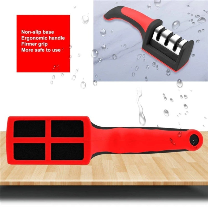 Aiguisoir de couteaux a 3 étapes en acier diamant enduit de céramique , outils d’affûtage de cuisine