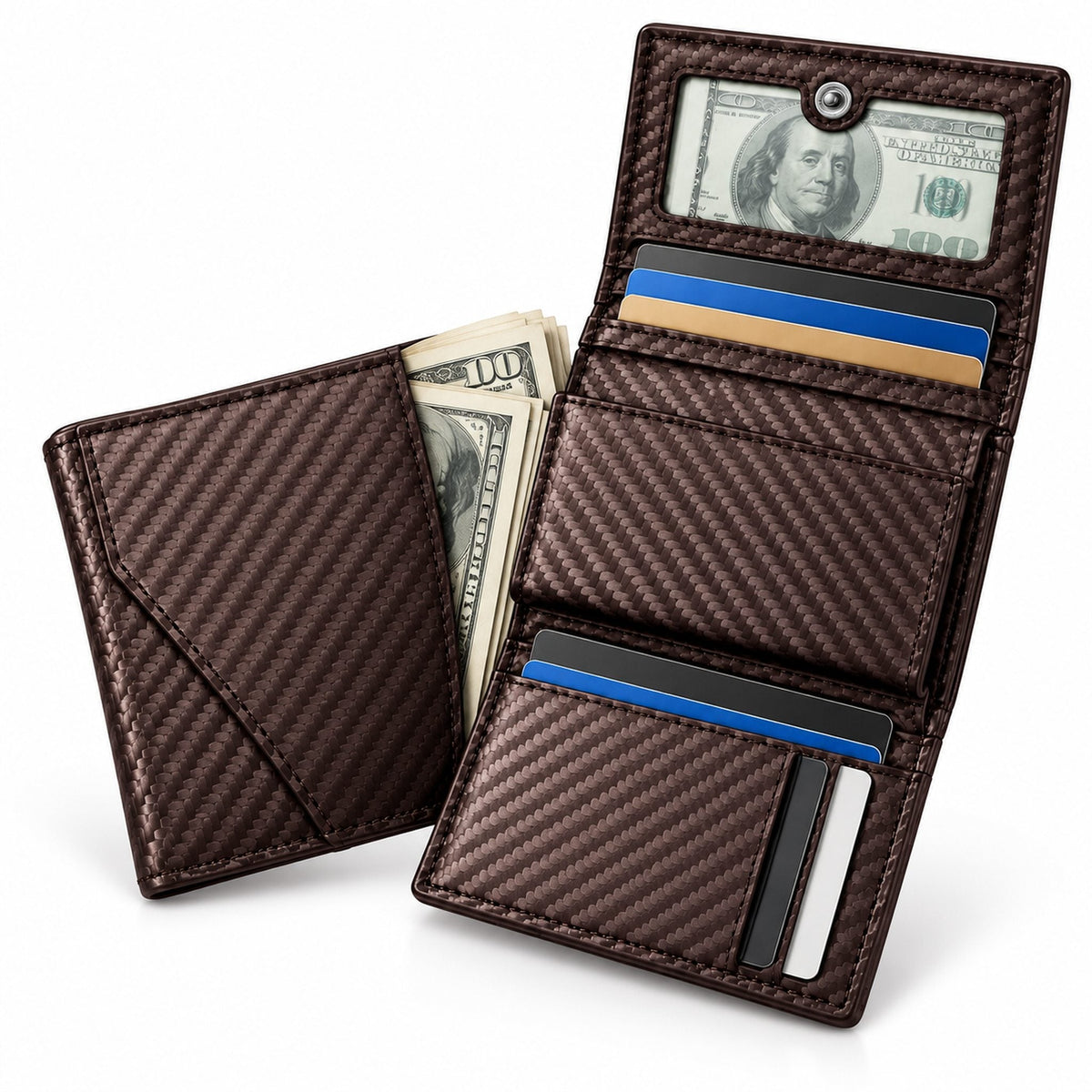 Porte-cartes Pop Up avec Rangement pour Billets - حامل بطاقات بآلية إخراج سريعة وجيب جانبي للنقود