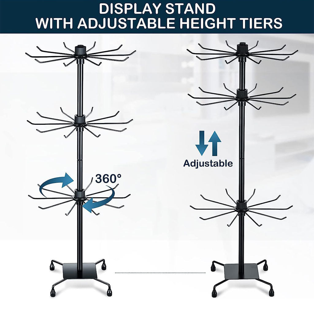 Présentoirs à bijoux rotatifs à 3 niveaux réglables en métal – حامل عرض السلع والإكسسوارات
