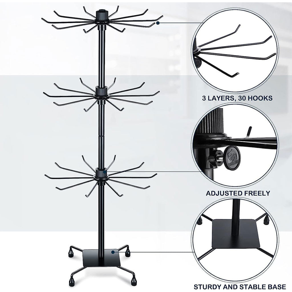 Présentoirs à bijoux rotatifs à 3 niveaux réglables en métal – حامل عرض السلع والإكسسوارات
