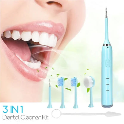 Brosse à dents à ultrasons 3en1 Nettoyeur de dents étanche IPX7 Kit de nettoyage dentaire en mode muet à trois vitesses avec charge USB