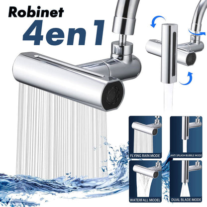Robinet Pulvérisateur sous pression rotatif multifonctionnel 4 en 1, rallonge d'économie d'eau
