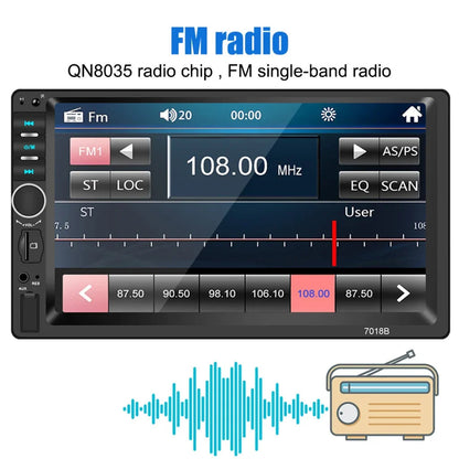 DVD Mp5 Auto-radio écran tactile 7 Pouce Bleutooth. USB AUX .CARD SD. Standard