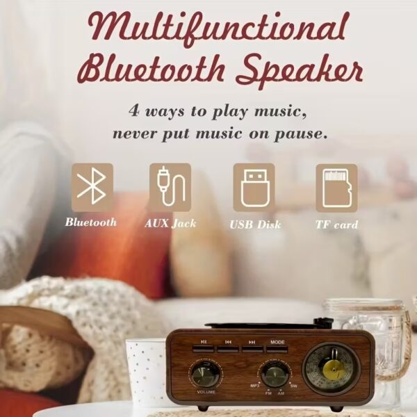 Haut Parleur et Radio tourne-disque vintage Bluetooth Sans Fil – مكبر صوت بلوتوث على شكل راديو تنزوت