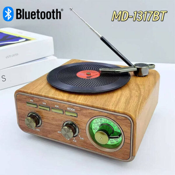 Haut Parleur et Radio tourne-disque vintage Bluetooth Sans Fil – مكبر صوت بلوتوث على شكل راديو